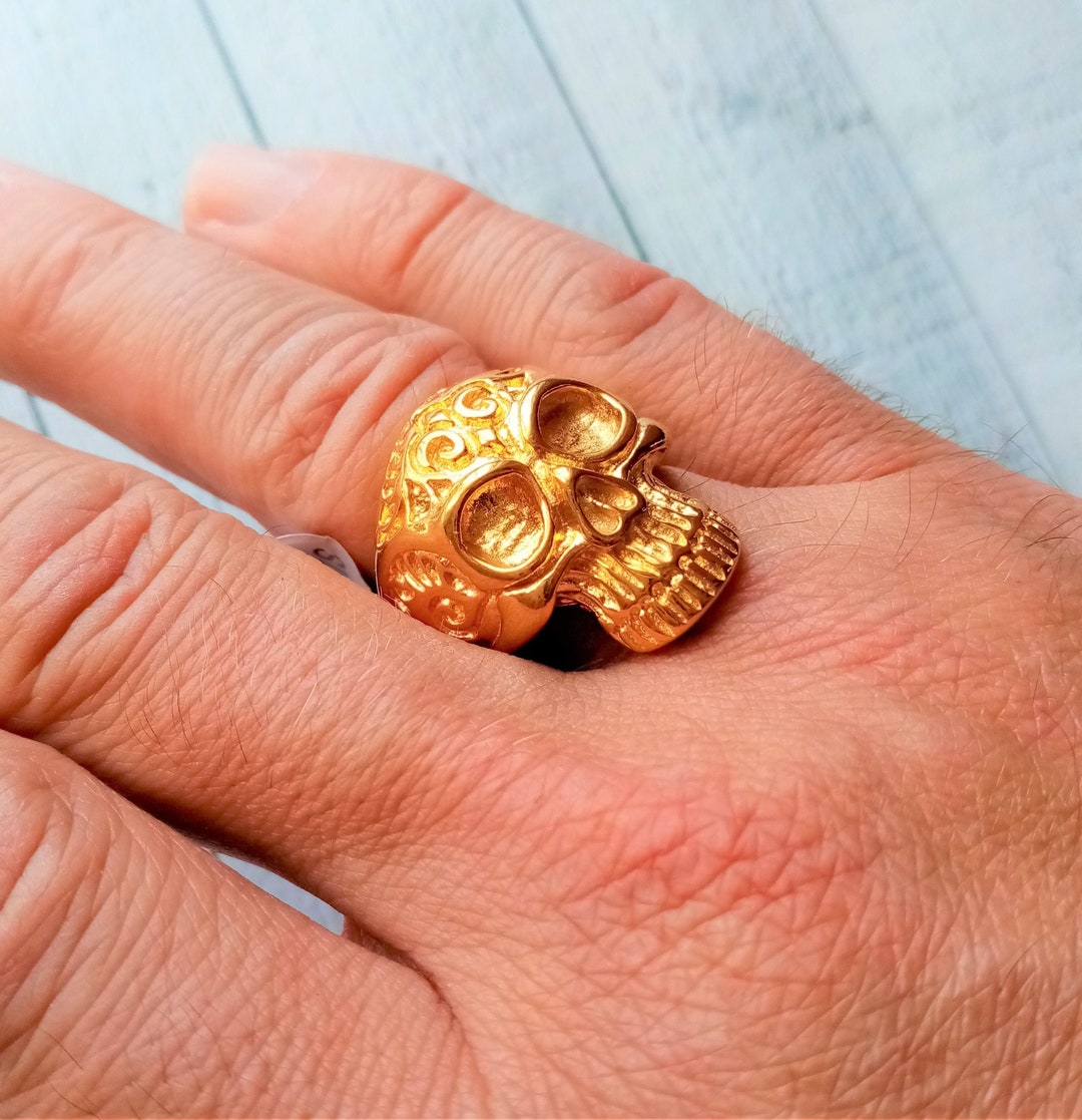Skull Ring / Gold Skull Ring / Gold Skull Ring Catrina Etsy
