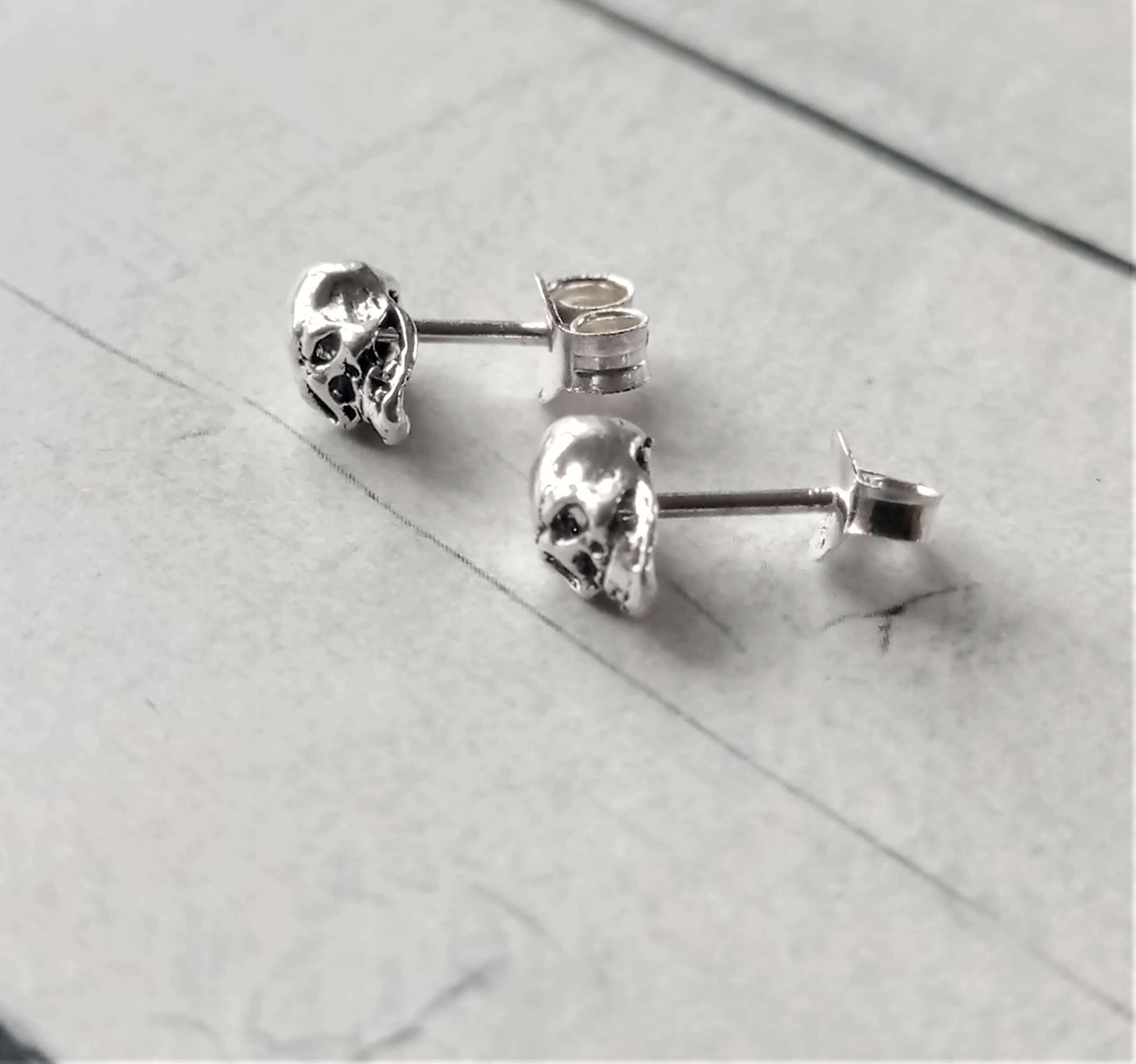 Orecchini A Teschio In Argento Sterling 925 - Design Scheletro Gotico, Ipoallergenici, Con Confezione Regalo - Gioielli Unisex