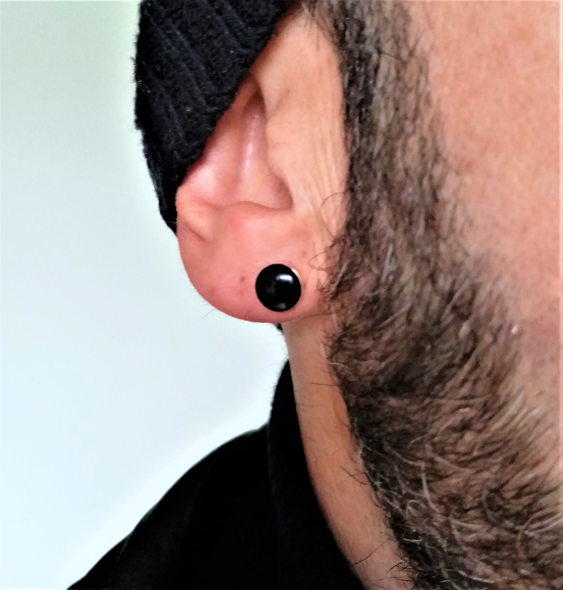 Boucles d'oreilles créoles Onyx en argent 925 - L'Atelier d'Amaya