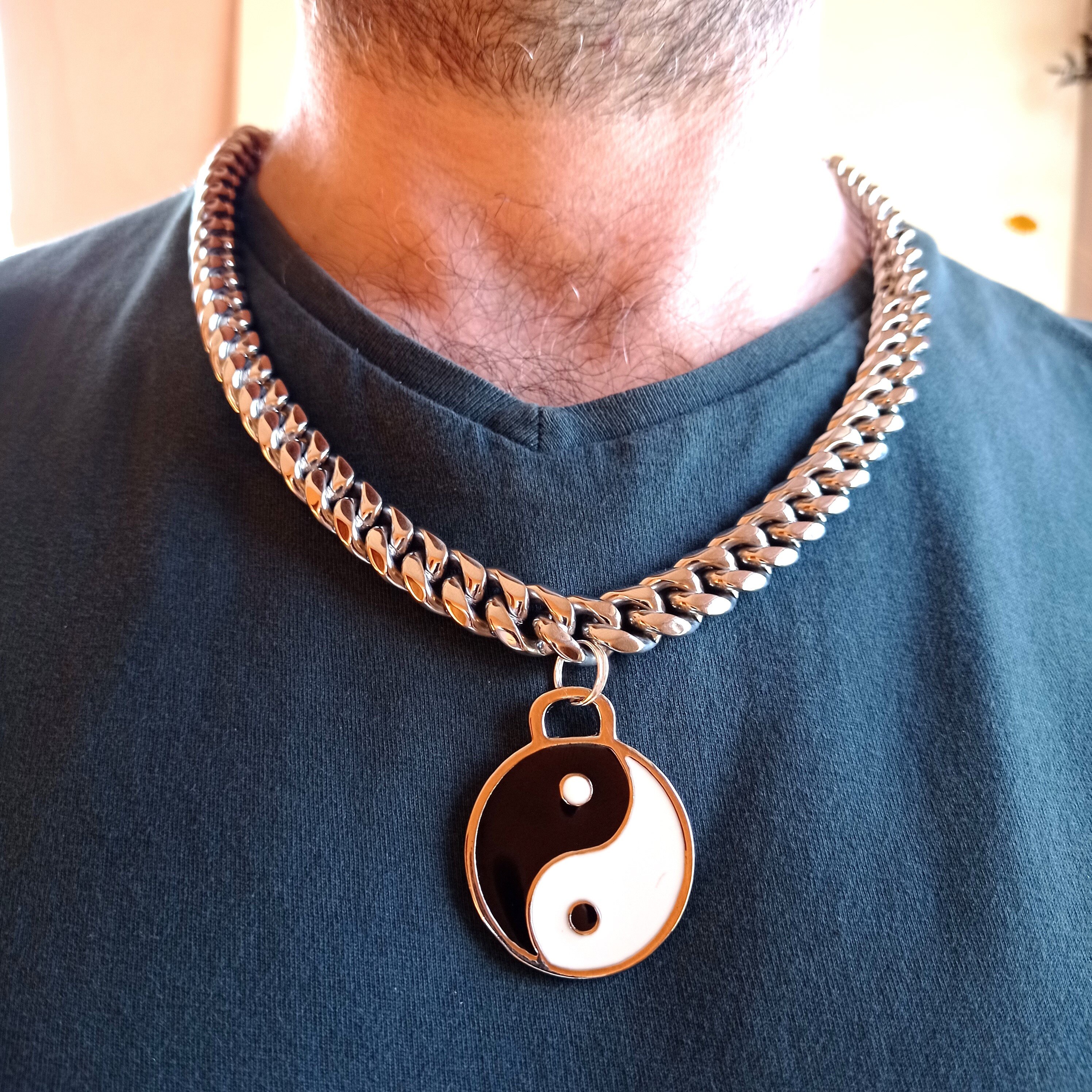 Yin Yang Symbol in Enamelled Stainless Steel With Extra Wide