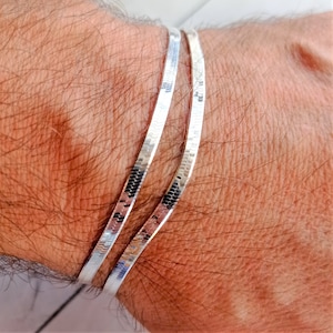 Pair of 929 Sterling Silver bracelets with snakeskin design, adjustable / 2 silver snakes...