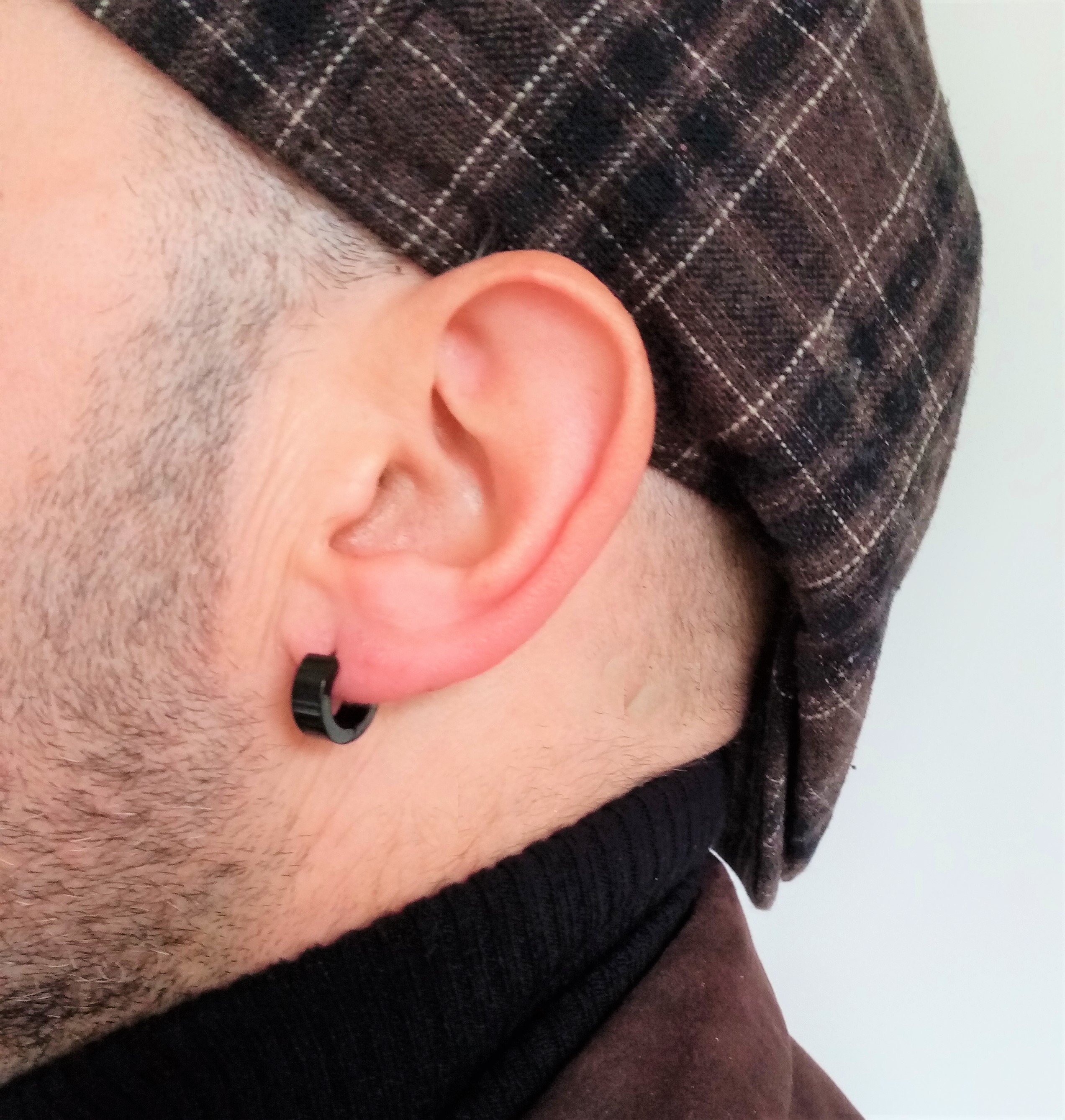 Boucles D'Oreilles Barbell Haltère 8mm Ozmw - Acier Inoxydable Noir | Hypoallergénique, Unisexe