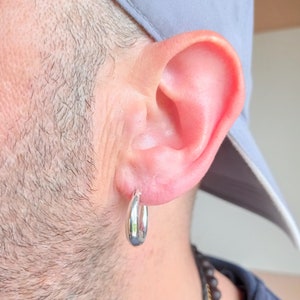 Aro extra ancho de plata de ley 925 · Aro ovalado de 18 mm para hombre · Aro de plata llamativo