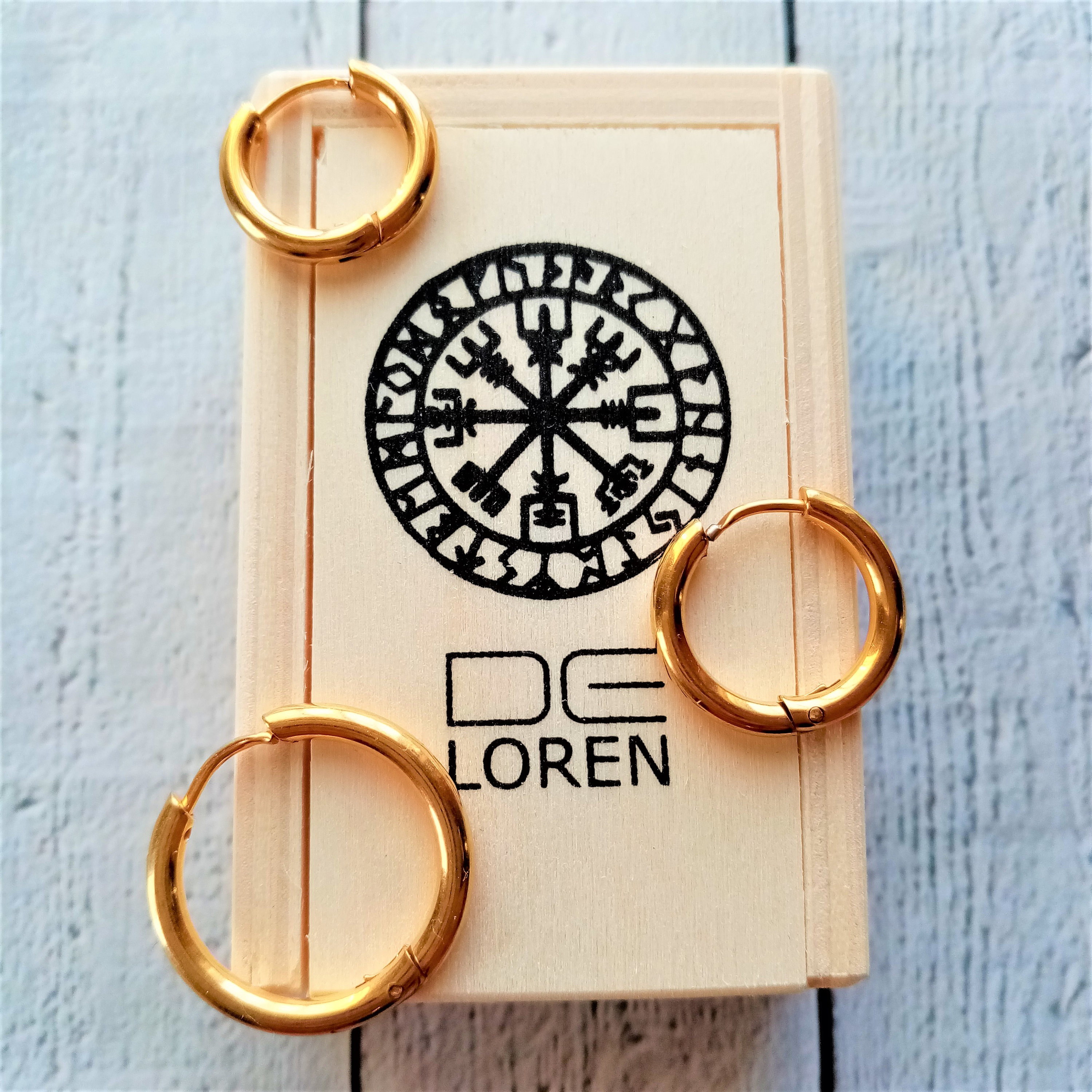 耳環　金環　①②まとめて Set of 3 Gold-plated Steel Men's Hoop Earrings, 12G Gauge, 3 Sizes