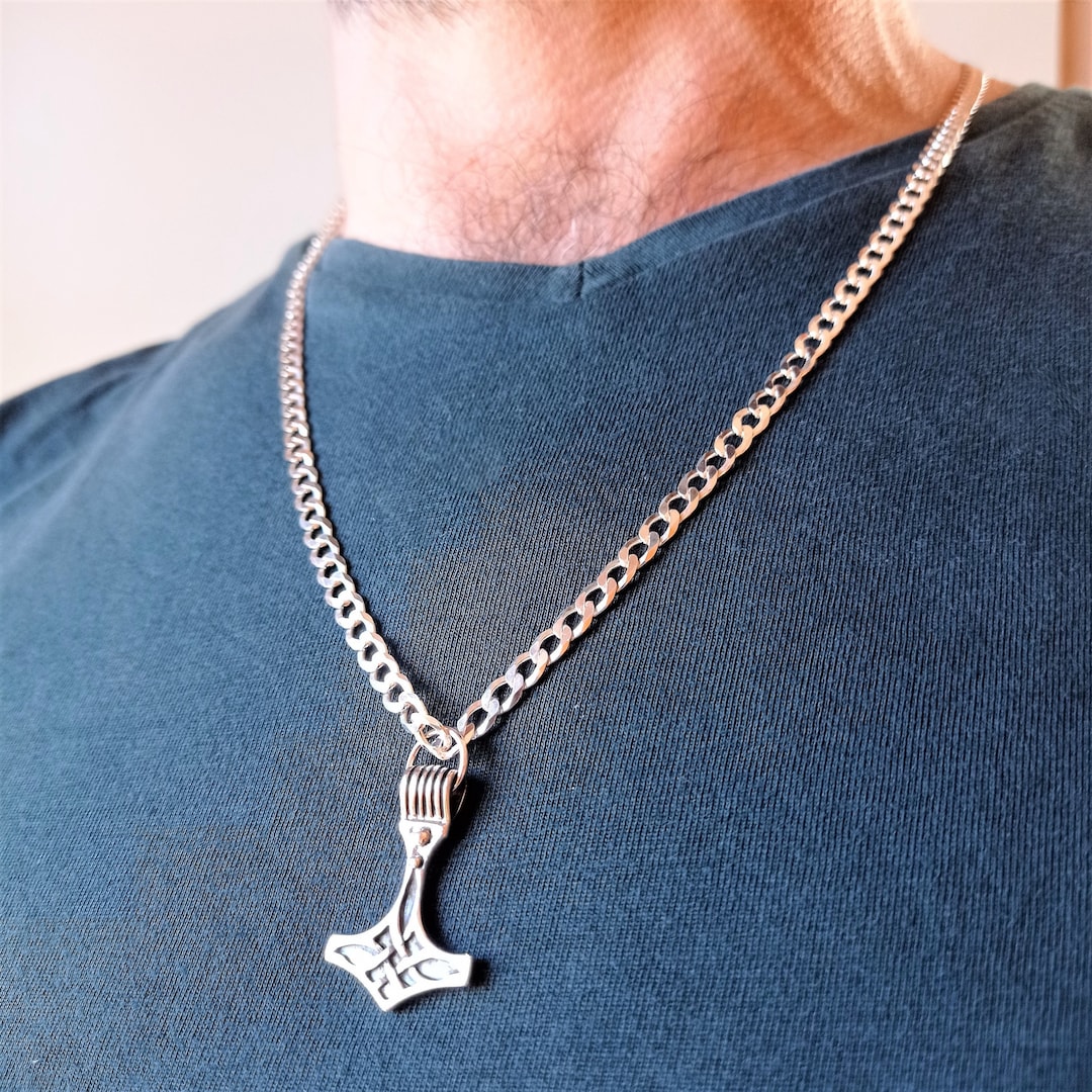 Thor's Hammer Necklace in Sterling Silver / Extra Wide Etsy