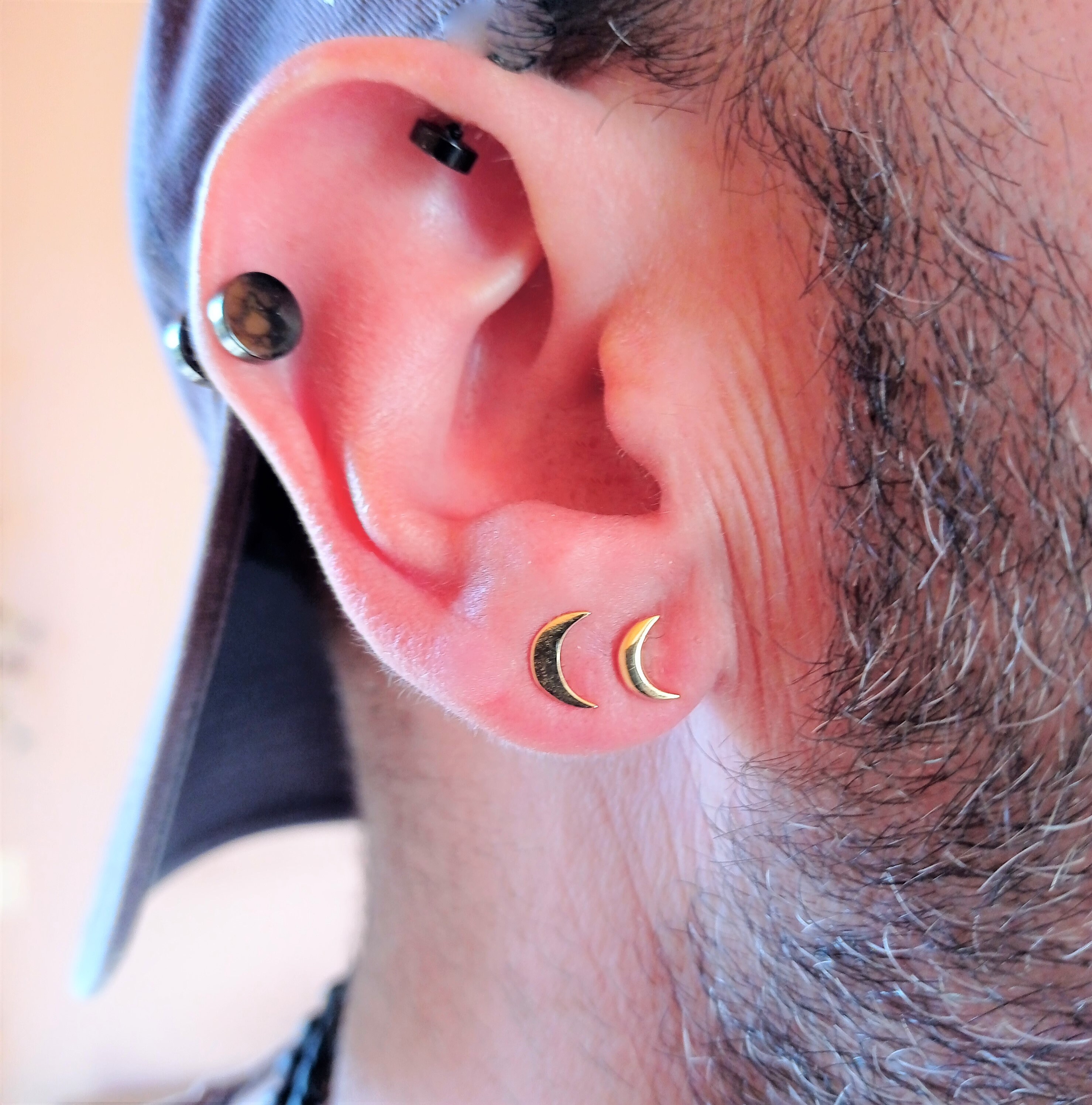 ★VINTAGE HOLLYWOOD★ [925 Silver] Moon Boat Earrings_VH2478 Silver Moon Earrings, 15/16