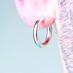 18mm Sterling Silver Hoop Earrings - Extra Wide, XL Gauge with Glossy Finish