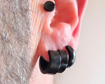 Orecchini Di Legno 8mm - Set Da 3 Paia Stile Hip Hop In Acciaio Inossidabile - Nero, Giallo E Marrone Per Uomo E Donna - Foto 12