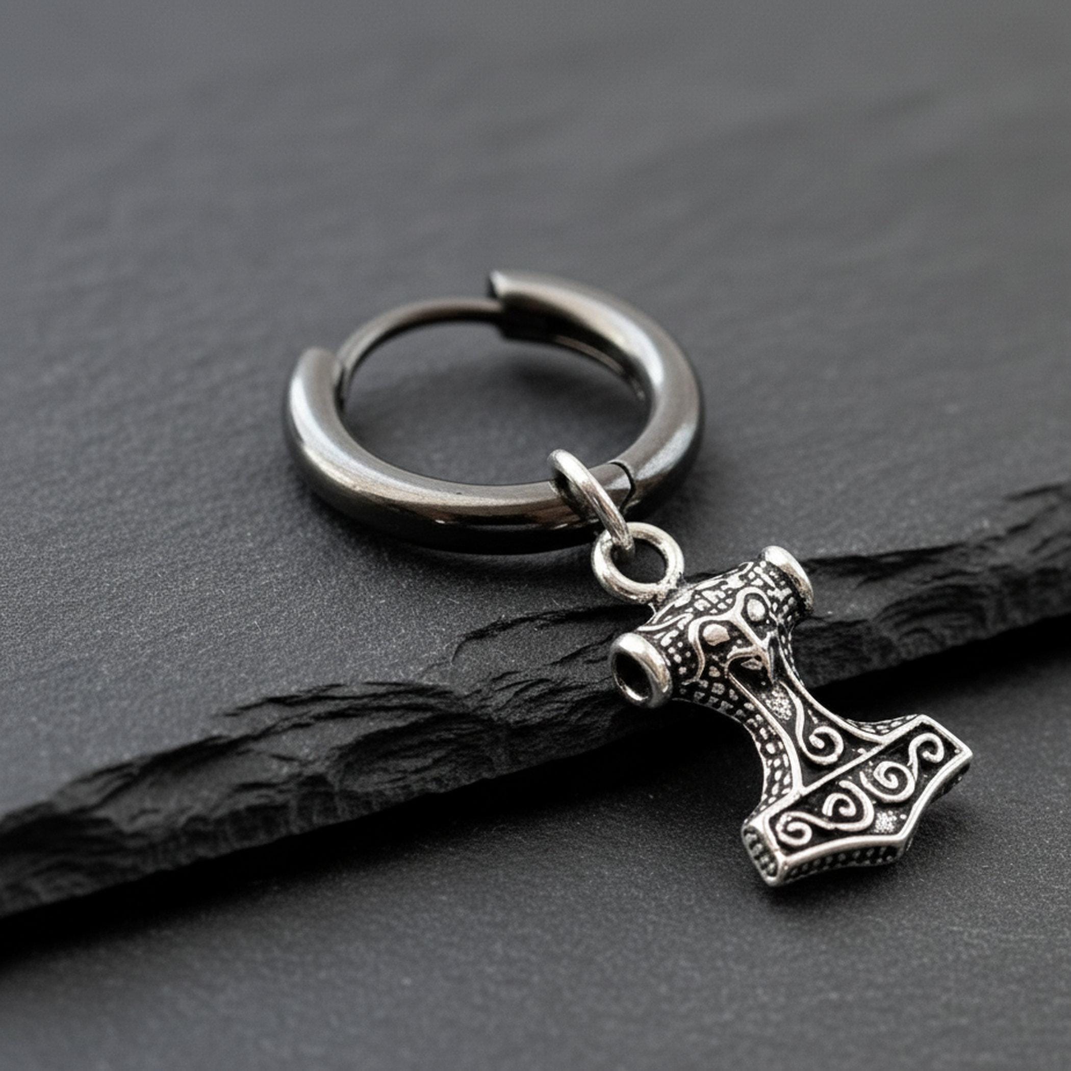 Orecchini A Martello Di Thor (Mjolnir) In Argento 925 – Coppia, Confezione Regalo
