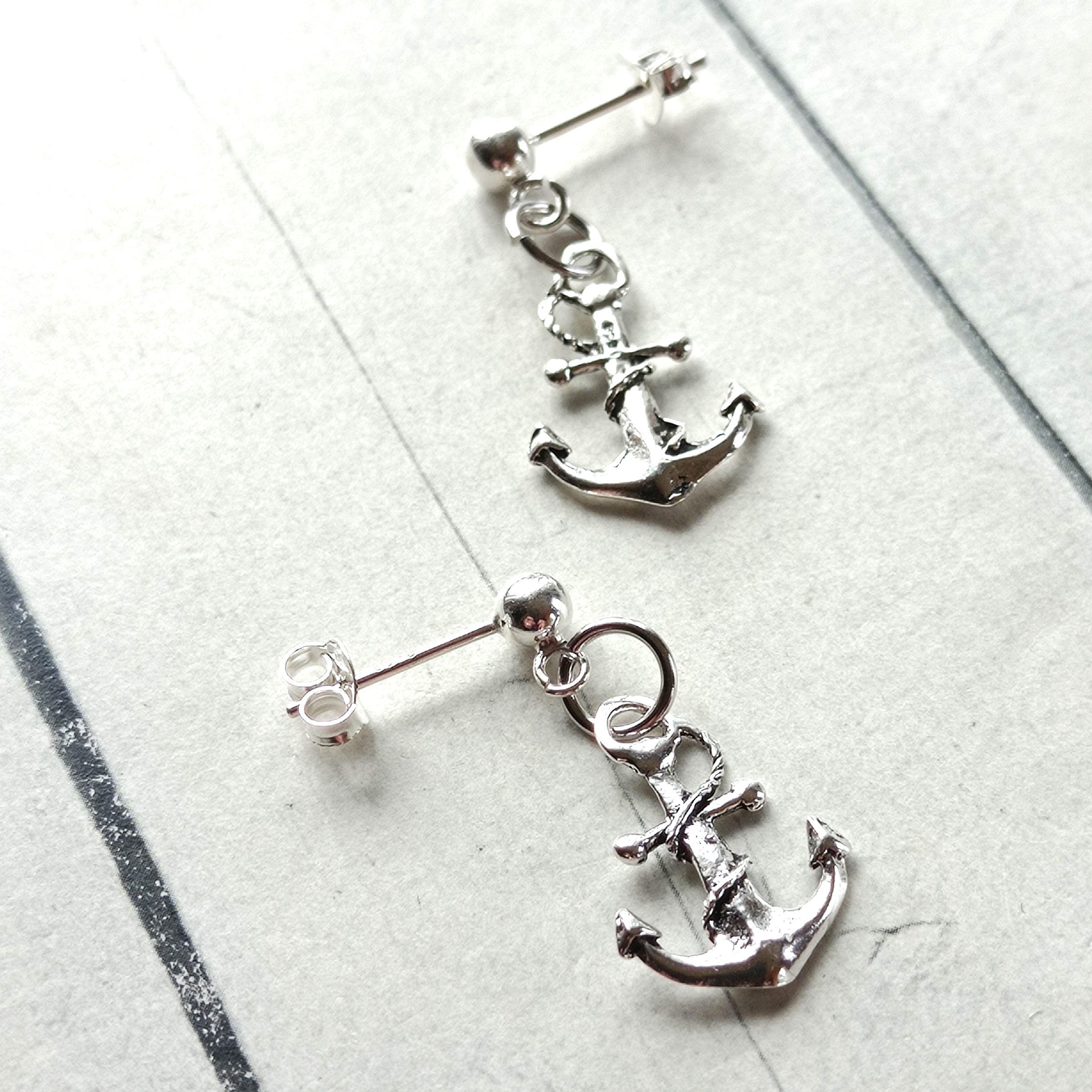 Mini orecchino in argento 925‰ simboli marittimi (àncora, timone, ecc