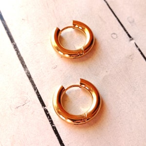 Brinco de argola dourado em aço inoxidável calibre XXL 4 mm com fecho de pressão, diâmetro externo de 20 mm - Golden Quasar 20