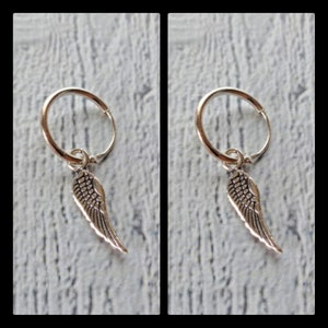 Aro pluma plata 14 mm Pair (2 Earrings)