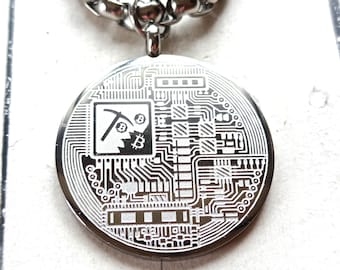 Bitcoin Symbol Pendant: Laser Engraved Stainless Steel Necklace