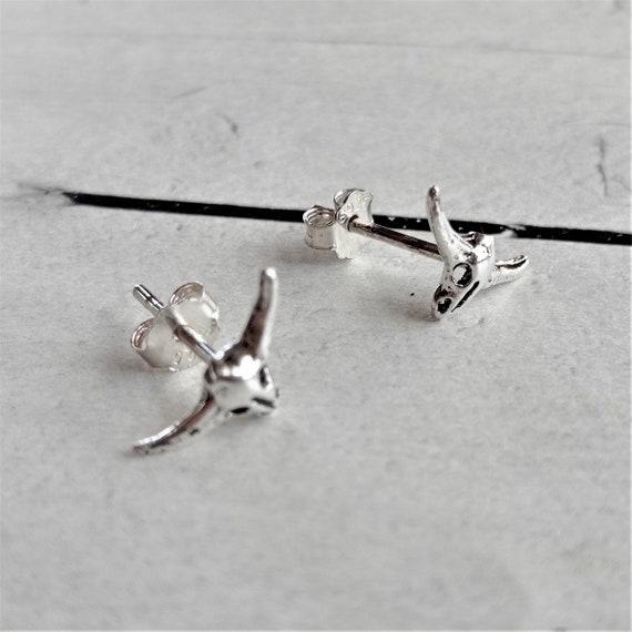 Bull Skull Earring in 929 Sterling Silver With Pressure - Etsy Denmark