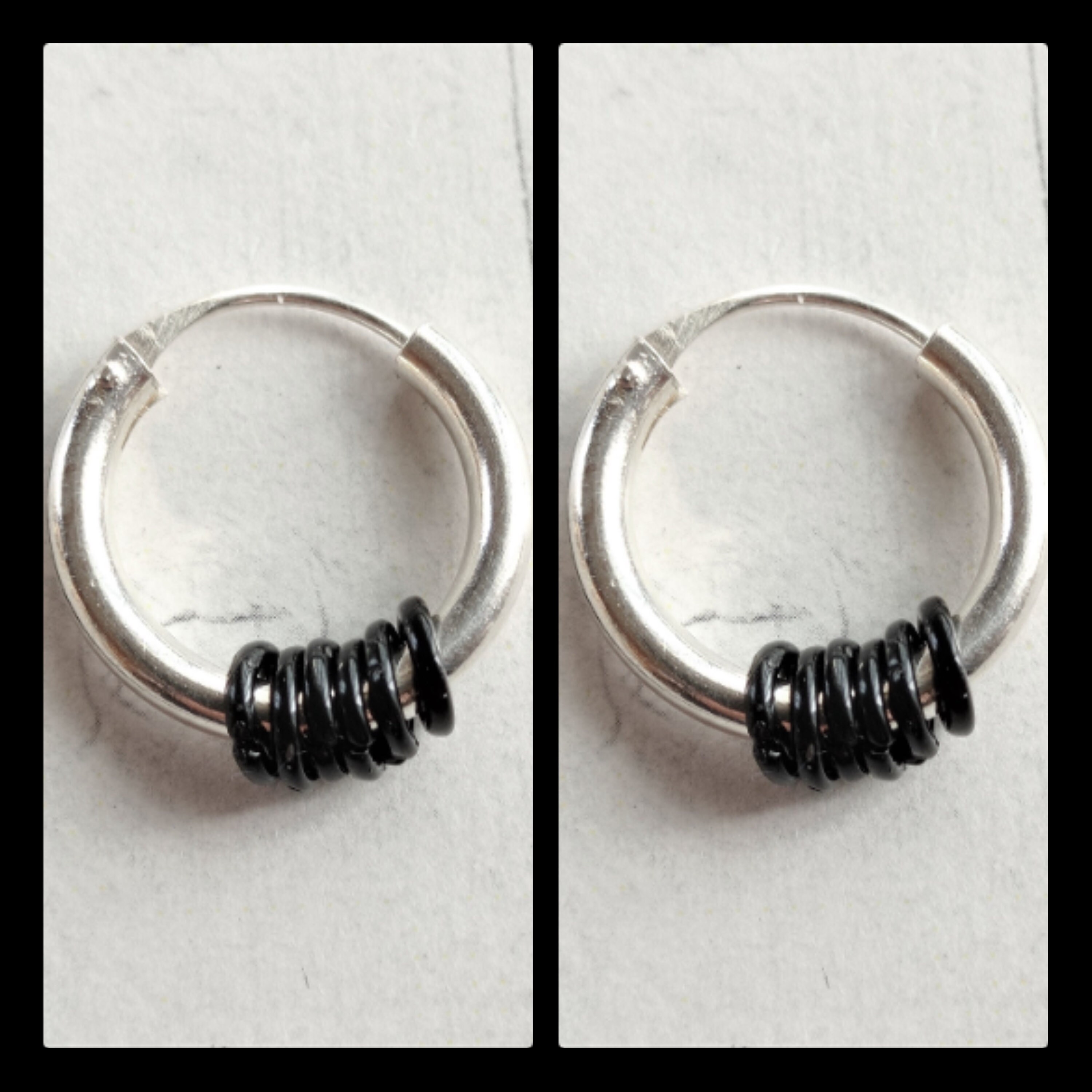 Extra Wide 929 Sterling Silver Hoop Earring With Black