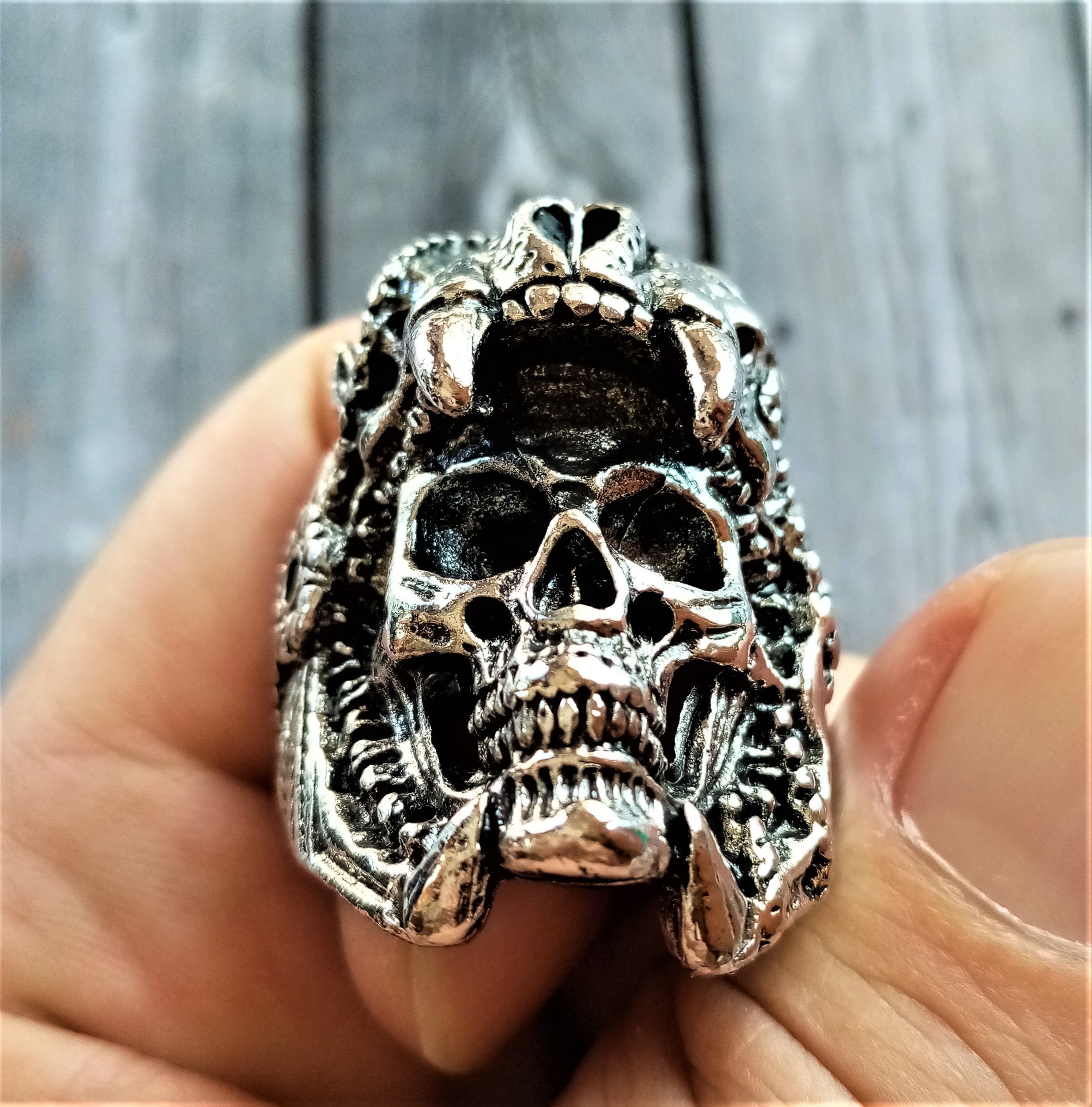 アクセサリー Skull ring fullhandmade silver925 Stainless Steel Skull Ring: Wolf's Mouth Design - Etsy