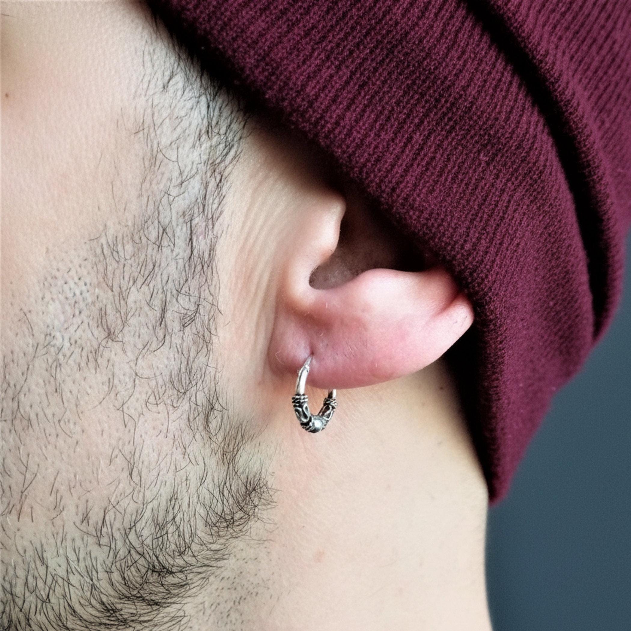 Orecchini Da Uomo Neri, Orecchini In Onice Nero, Orecchini A Bottone In Argento Sterling 925 Per Uomo, Orecchini A Bottone Rotondi Sfaccettati, Orecchini A Bottone Da Uomo Da 6-10 Mm, Gioielli Da - Foto 7