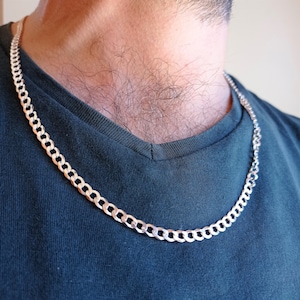 50 cm Long 925 Sterling Silver Extra Wide Collar Necklace with Safety Closure