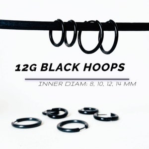 Créoles noires 12 g · Créoles Huggie · Créoles en acier inoxydable · Créoles pour hommes · Créoles simples pour tous les jours pour hommes · Piercing conque hélicoïdale