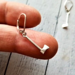 925 Silver Axe in Slope with Silver Hook / Silver Axe Earring for Men / Hard to find  Viking Axe Earring - Valhalla awaits you soon...
