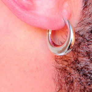 20mm Extra Wide Oval Hoop Earring in Sterling Silver - Extra Gauge Oval Hoop