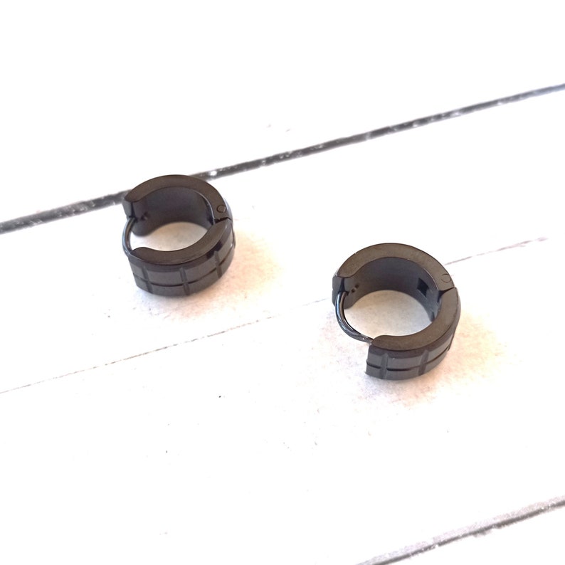 Extra Wide Black Steel Hoop Earrings 14mm X 7 Mm - Etsy