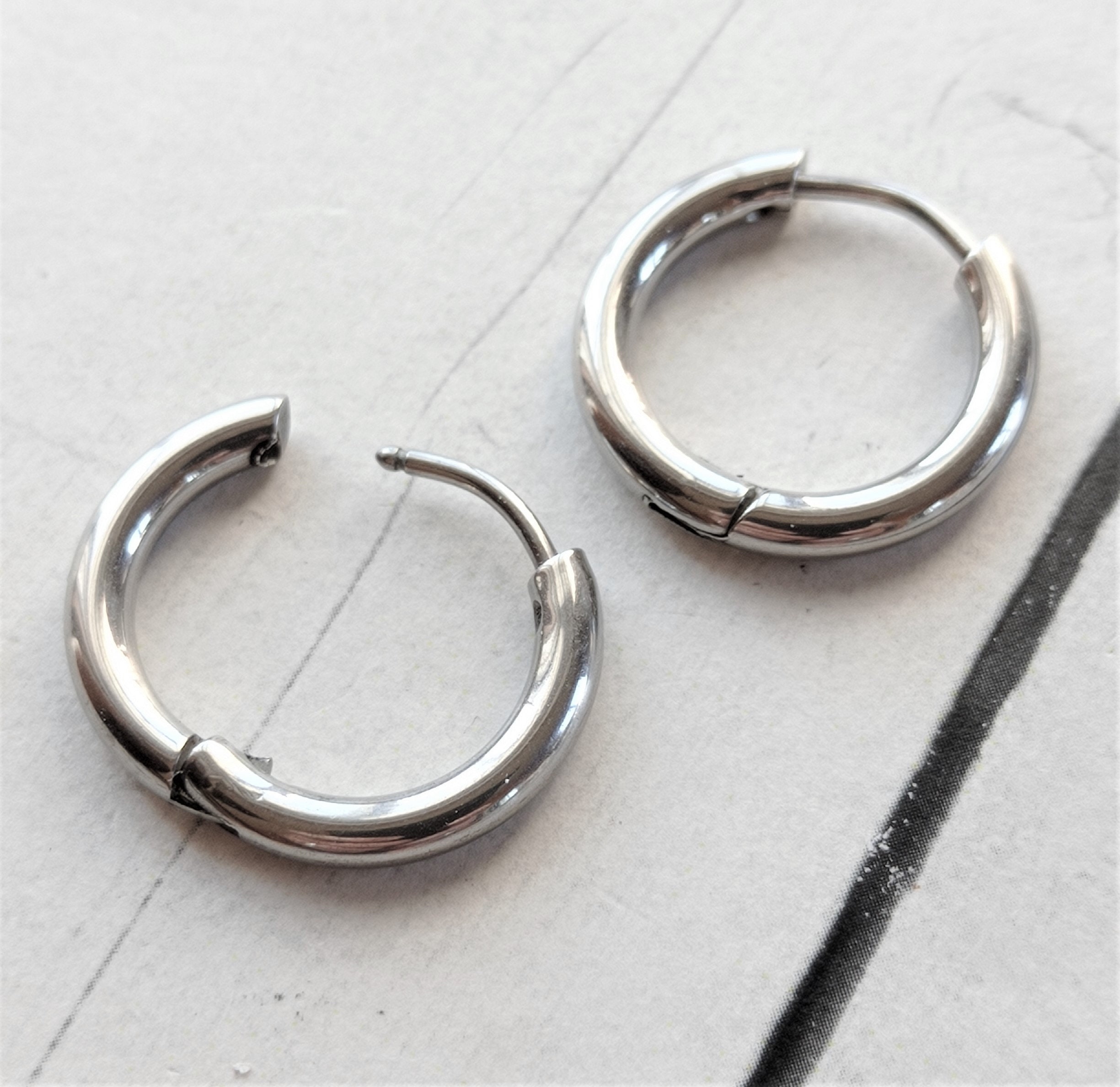 Men's Wide 316L Stainless Steel Hoop Earring (16mm) - Etsy