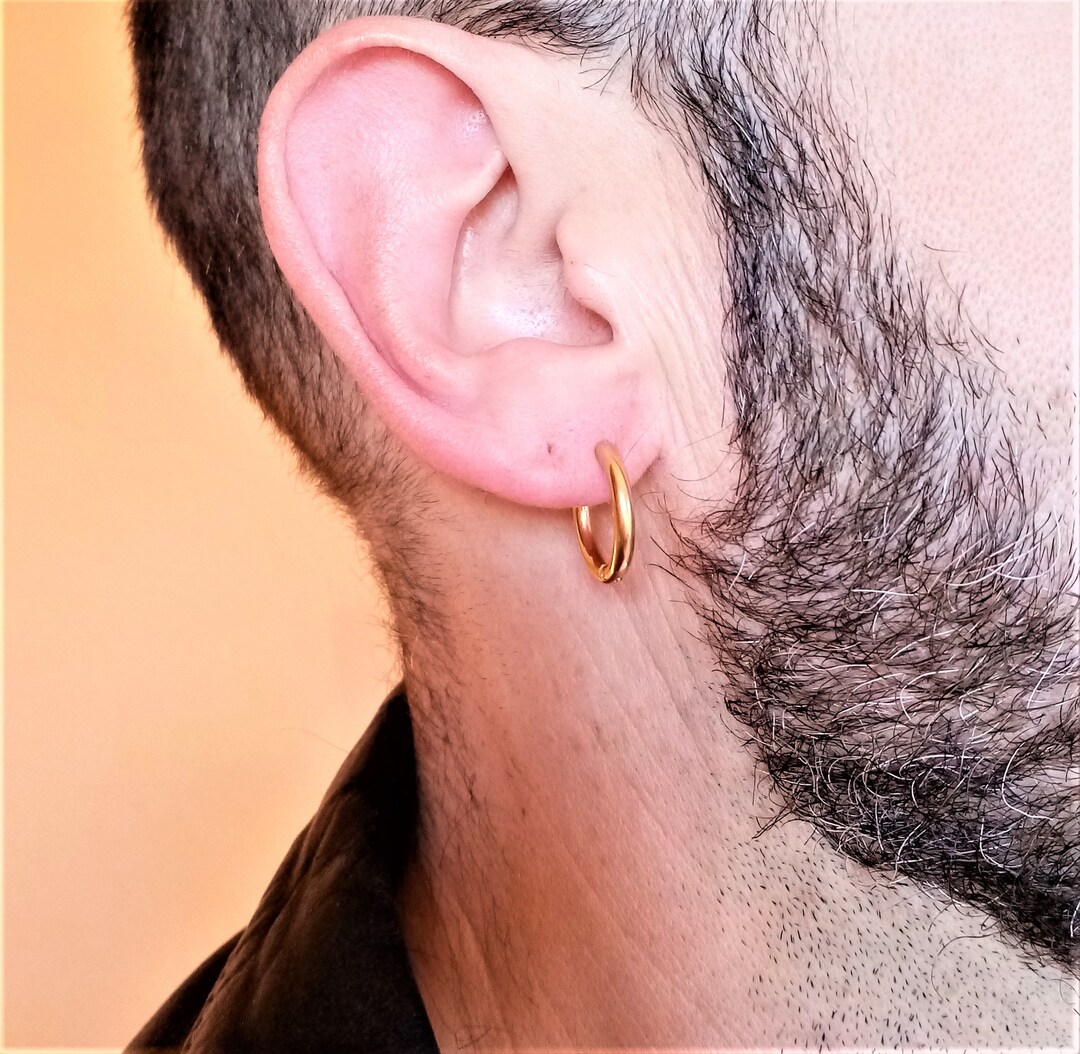 Golden Hoop for Men in Stainless Steel / Golden Hoops / 18mm Hoop Man