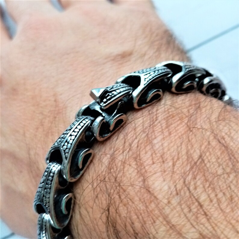 DRAGON HEAD Men/'s Steel Bracelet Steel Link Bracelet Polished Steel Bracelet