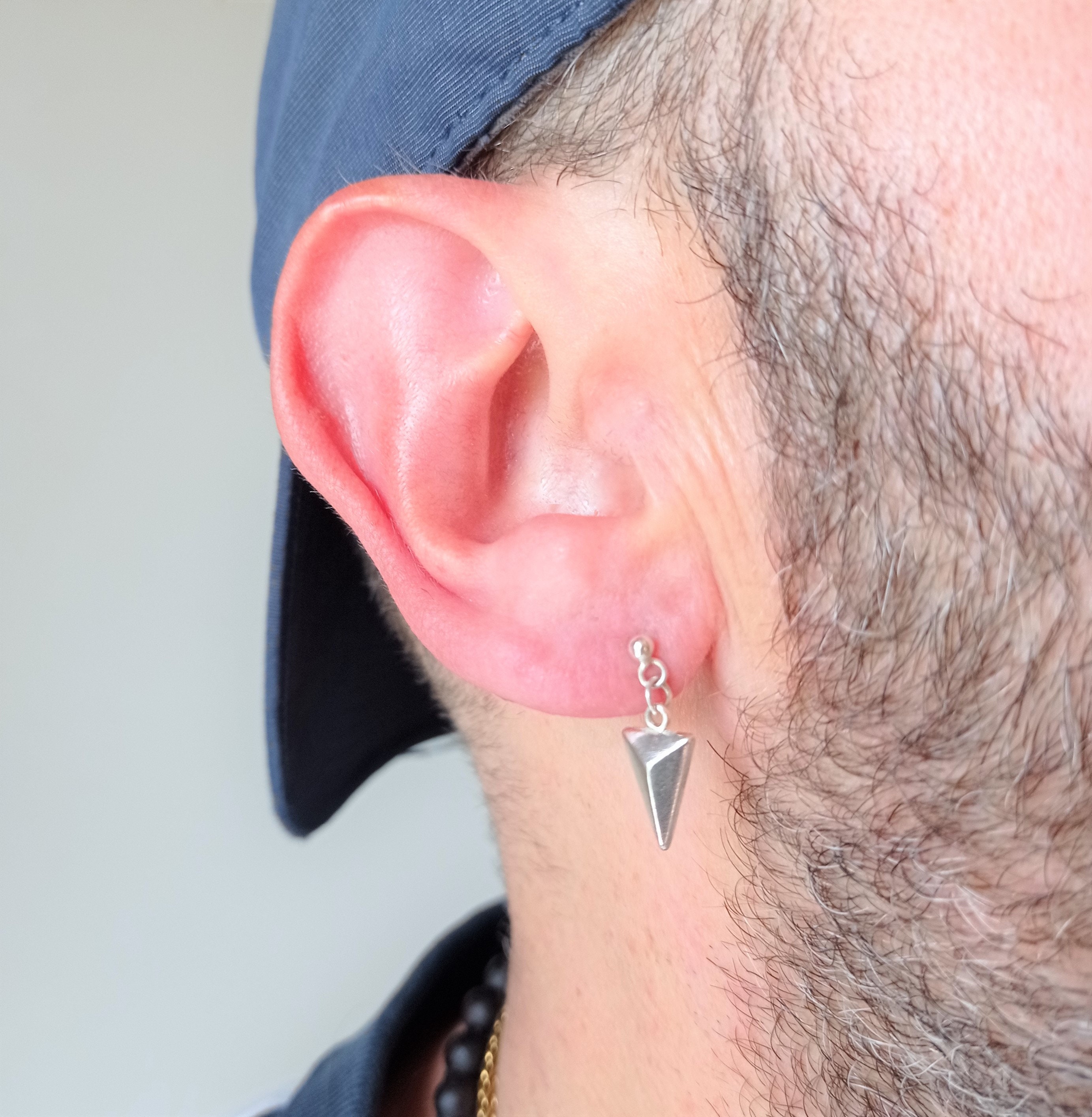 【Miansai】Pyramid Stud Earrings,Sterling Silver Pyramid Earring With Pressure Closure Made of 929 Sterling