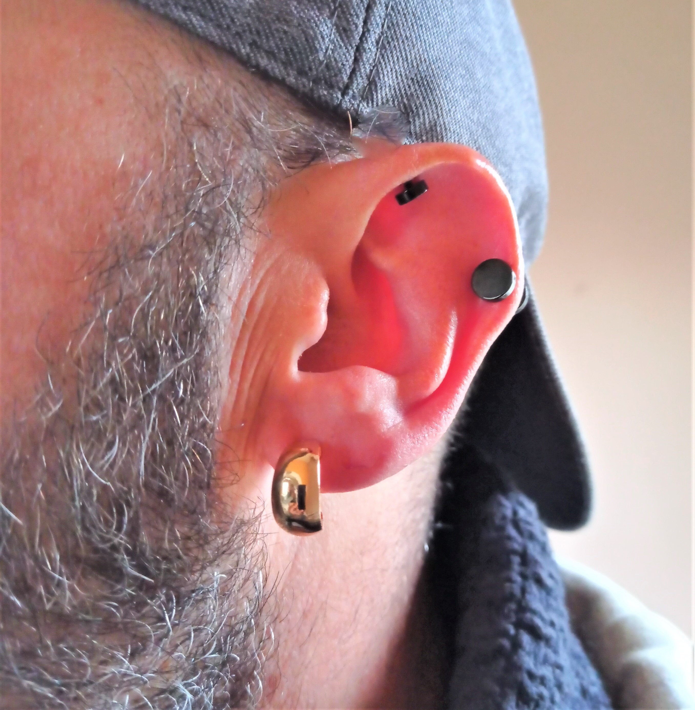 Gold plated steel Earring with copper plating / Steel wave Earring - Gold wave