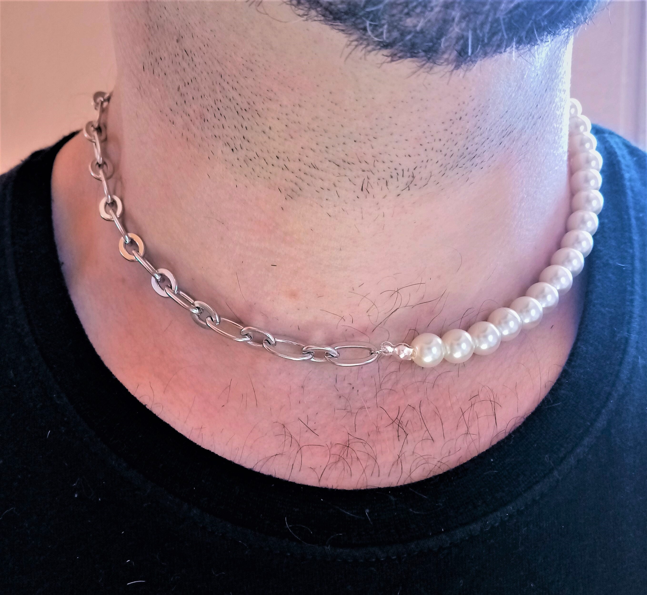 ★VINTAGE HOLLYWOOD★ Chain Half Pearl Necklace VH25NNNE171V 즐거운 온라인 쇼핑공간에 오신 것을 환영합니다!