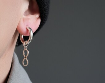 Infinity symbol in 16mm x 3mm gauge Sterling Silver hoop