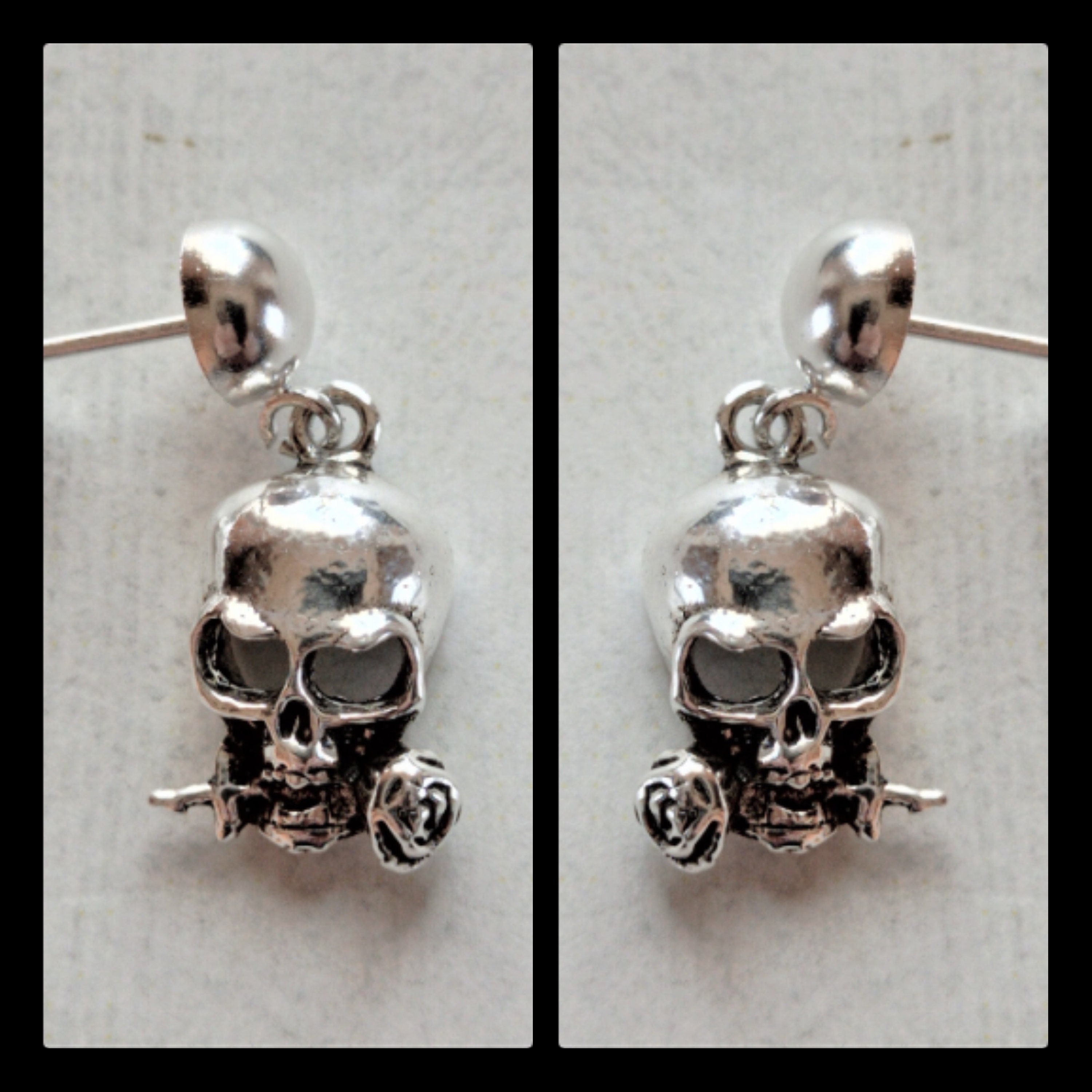 Skull and Rose Earring Sterling Silver - Etsy