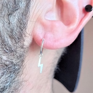 925 sterlingzilveren oorbel met bliksemschicht-bedel – 12 mm ring, draadsluiting
