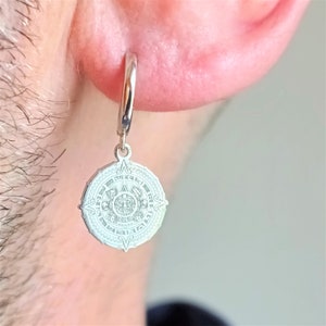 Boucle d'oreille en argent sterling 925 avec breloque divinité aztèque · Pendentif en argent sterling · Brouillard dans la jungle