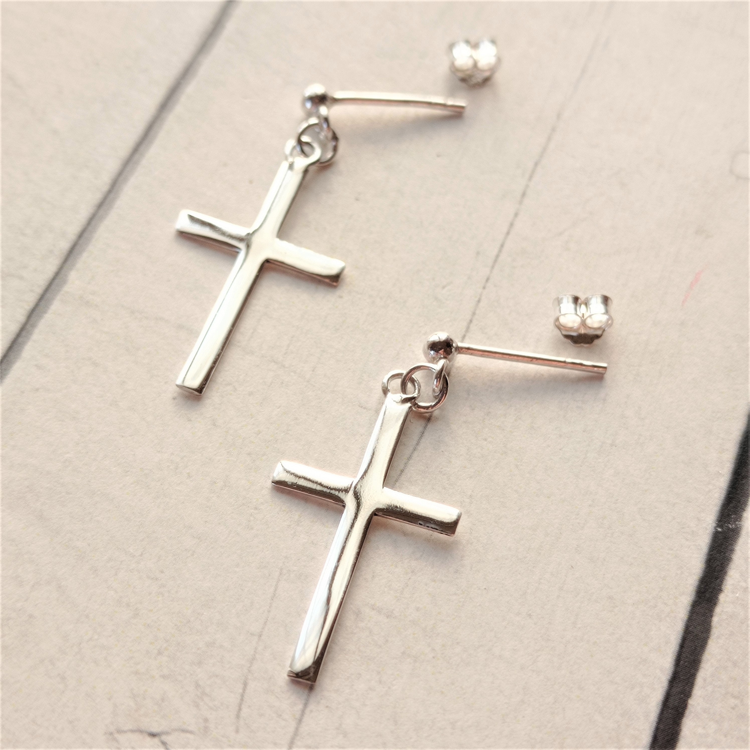 Cross Pierced【Casual】（Silver） Double Bar Silver Cross Pendant with Adjustable Length Chain