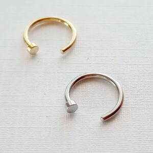 Open C Shape Nose Hoop Ring  Flat End Round Nostril Hoop  18 ga  8 mm Small Nose Ring  Surgical Steel  Nose Ring Hoop  Nostrill Hoop