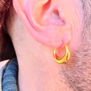 Créoles ovales de style pirate en argent sterling 990 et double plaqué or 18 carats 24 carats · lune corsaire