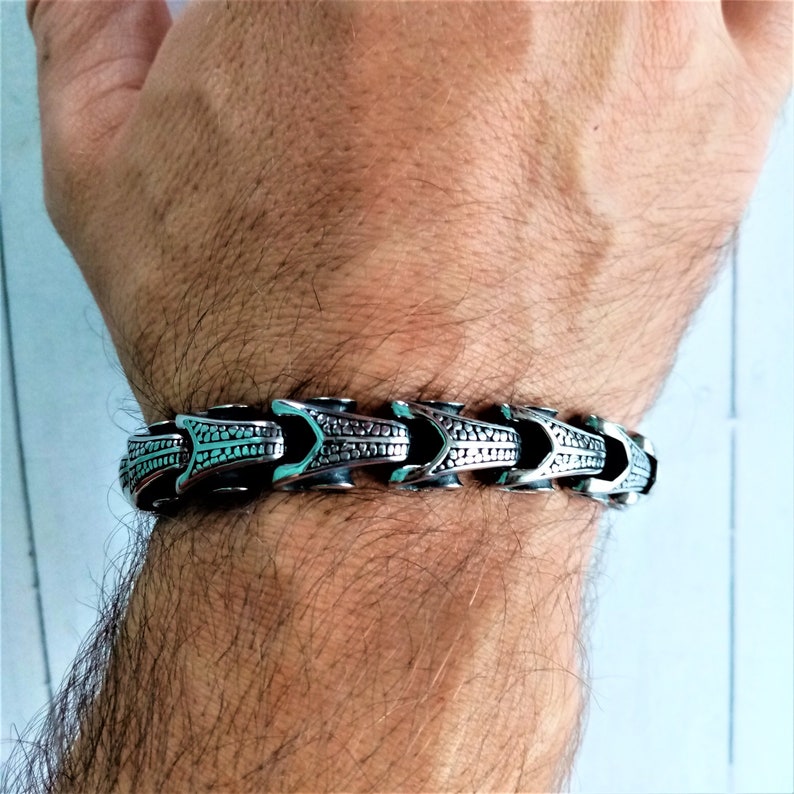 DRAGON HEAD Men/'s Steel Bracelet Steel Link Bracelet Polished Steel Bracelet