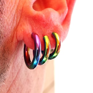 Set Golden Hoop Earrings Stainless Steel · GoldenHoop Earring for men · extra wide hoops gold