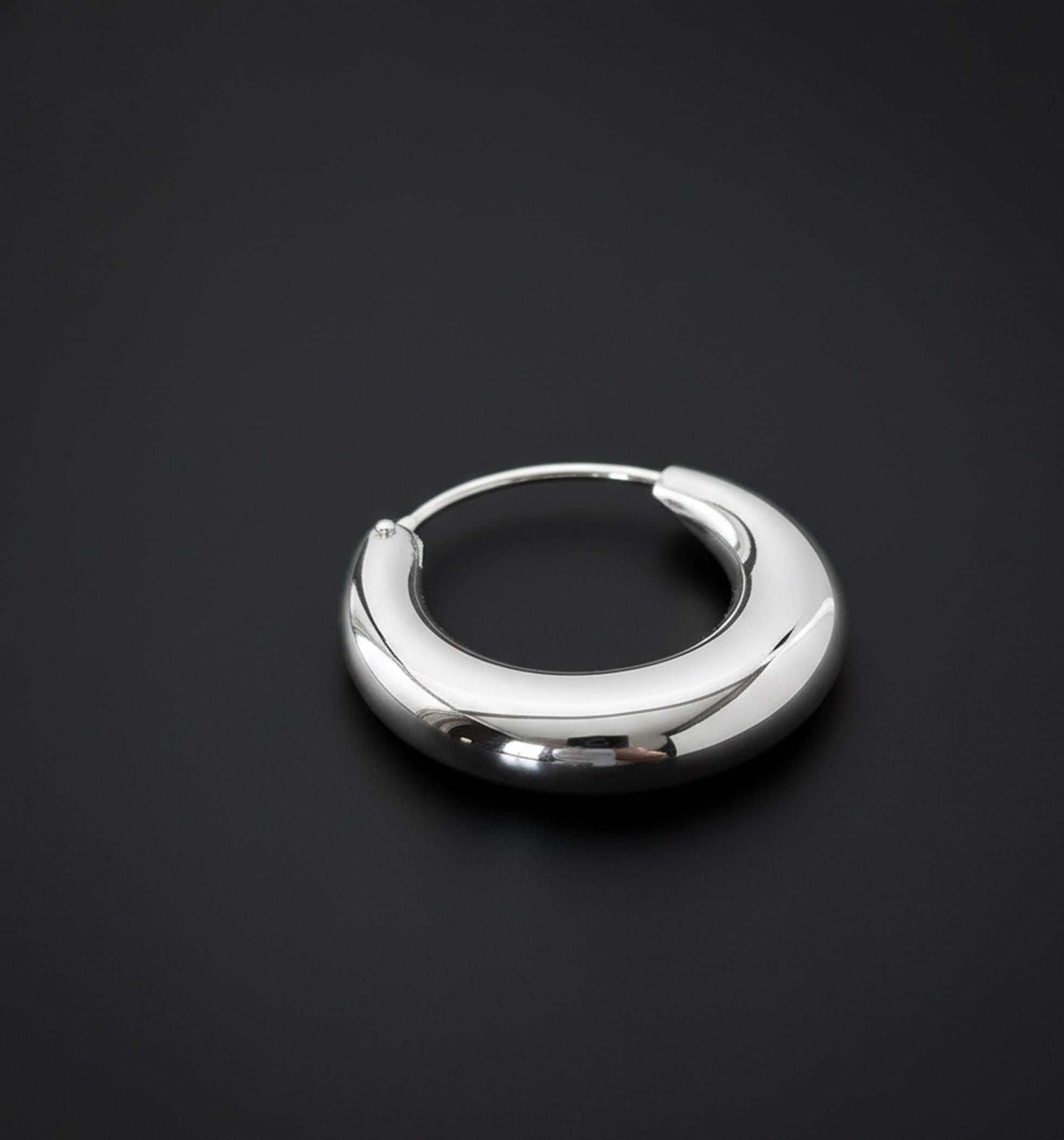 925 Sterling Silver Pirate Style Hoop Earring – 25mm Oval, Unisex