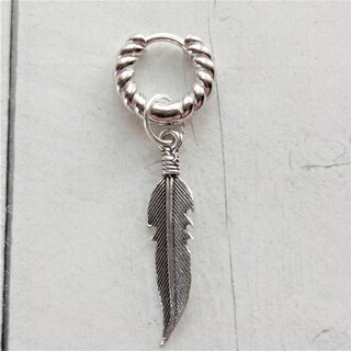 Orecchini A Cerchio In Argento 925 Con Piuma Naturale E Ramo – Design A Spirale Scorrevole, Gioiello Vintage In Cofanetto Regalo