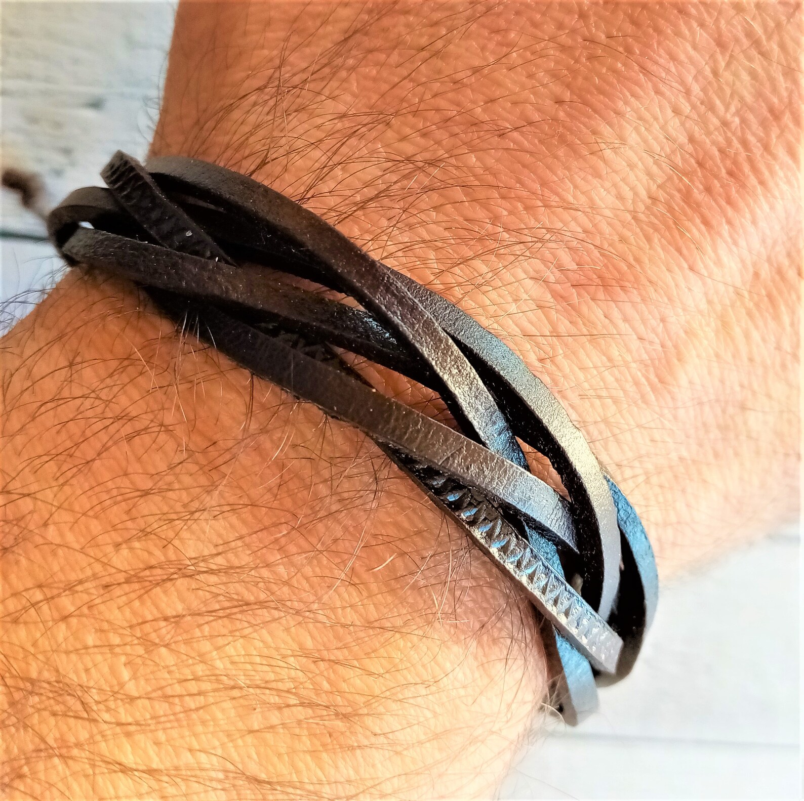 Set of 5 Braided Leather Bracelets / Brown Braided Bracelets / Etsy