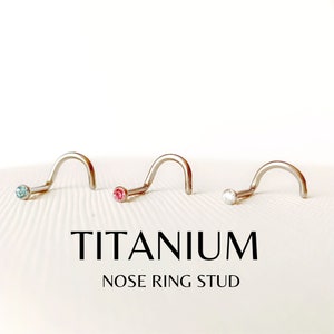 Implant Grade Titanium Nose Earring · Titanium Screws Nose Ring Twist Nostril Stud CZ 2mm Stone Nosering Jewelry ·