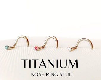Implant Grade Titanium Nose Earring · Titanium Screws Nose Ring Twist Nostril Stud CZ 2mm Stone Nosering Jewelry ·