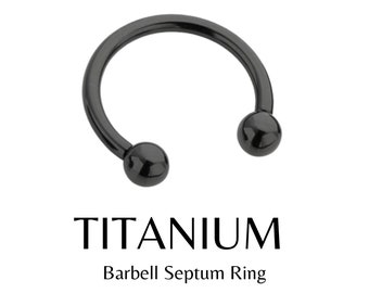 Externally Threaded Implant Grade Titanium Black  Horseshoe Circular Barbell 16G 14G Septum Ring Nose Piercing Hoop