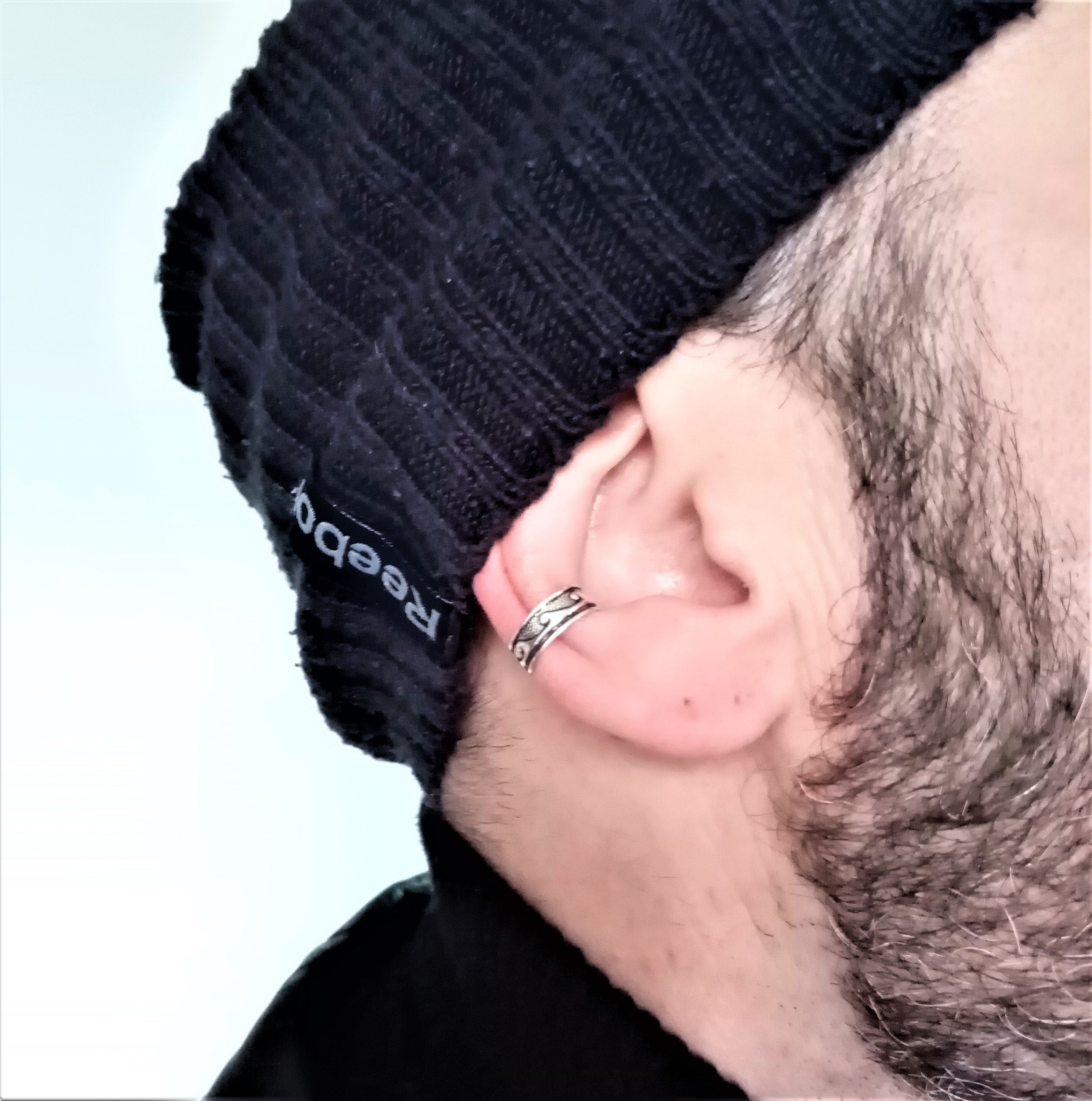 Silver Wave Ear Cuff for Men – Adjustable 925 Sterling