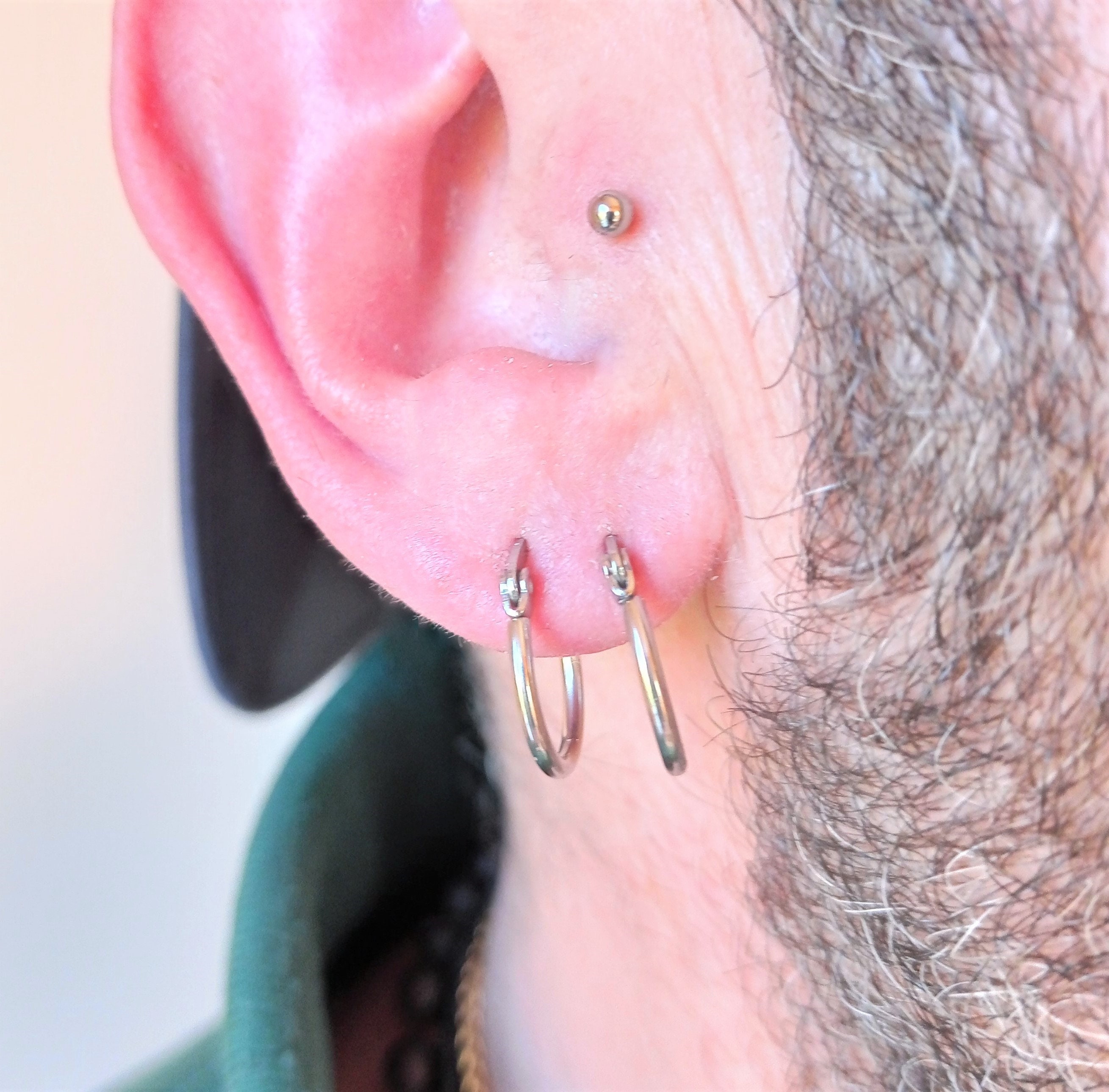 316 L Stainless Steel Hoop Earring With Pin Closure - Etsy
