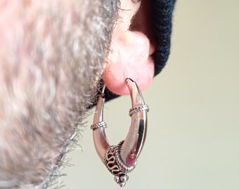 Orecchini a cerchio ovali doppi in argento sterling - 29 mm - Italia